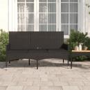 Gartenbank 3-Sitzer mit Kissen Schwarz Poly Rattan