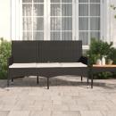 Gartenbank 3-Sitzer mit Kissen Schwarz Poly Rattan