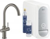 GROHE Blue Home Starter Kit, C-Auslauf, Bluetooth/WIFI, hard graphite gebürstet (31455AL1)