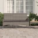 Gartenbank 3-Sitzer mit Kissen Grau Poly Rattan