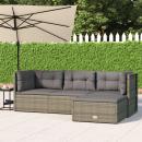 4-tlg. Garten-Lounge-Set mit Kissen Grau Poly Rattan