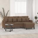 ARDEBO.de - 3-Sitzer-Sofa mit Hocker Braun 180 cm Stoff