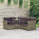 2-tlg. Sofagarnitur in L-Form mit Kissen Grau Poly Rattan 