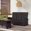 Gartenbank mit Liegefunktion & Kissen Schwarz 173cm Poly Rattan