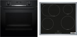 ARDEBO.de Bosch HBD635CS64 EEK: A+ Einbau-Backofen-Set mit Induktionskochfeld (HBG537BB3 + PIF645BB5E), 60 cm breit, 71 L, 3D-Heißluft, Eco Clean Direct, Versenkknebel, Kindersicherung, Rahmen aufliegend, schwarz