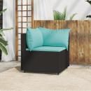 Garten-Ecksofa mit Kissen Schwarz Poly Rattan