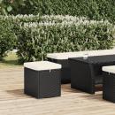 Hocker mit Kissen Schwarz 40x30x40 cm Poly Rattan