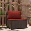 Garten-Mittelsofa mit Kissen Braun Poly Rattan