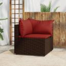 Garten-Ecksofa mit Kissen Braun Poly Rattan