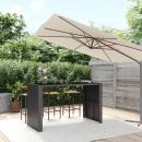 Bartisch mit Glasplatte Schwarz 185x80x110 cm Poly Rattan