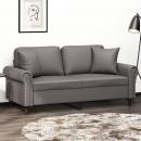 ARDEBO.de - 2-Sitzer-Sofa mit Zierkissen Grau 140 cm Kunstleder