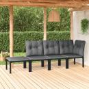 4-tlg. Garten-Lounge-Set Schwarz und Grau Poly Rattan