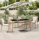 Gartentisch mit Glasplatte Beige Poly Rattan & Hartglas