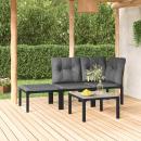 4-tlg. Garten-Lounge-Set Schwarz und Grau Poly Rattan