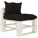 ARDEBO.de - Garten-Paletten-Mittelsofa mit Kissen in Schwarz Holz