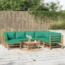 8-tlg. Garten-Lounge-Set mit Grünen Kissen Bambus