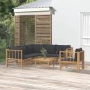 7-tlg. Garten-Lounge-Set mit Dunkelgrauen Kissen Bambus