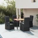 5-tlg. Garten-Essgruppe mit Kissen Schwarz Poly Rattan