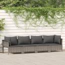 4-tlg. Garten-Lounge-Set mit Kissen Grau Poly Rattan