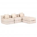 ARDEBO.de - 3-Sitzer Modularer Pouf Beige Stoff