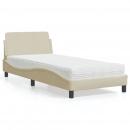 Bett mit Matratze Creme 80x200 cm Stoff