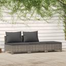 3-tlg. Garten-Lounge-Set mit Kissen Grau Poly Rattan