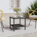 Beistelltisch Schwarz 45x45x45 cm Poly Rattan und Hartglas