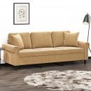 ARDEBO.de - 3-Sitzer-Sofa mit Zierkissen Braun 180 cm Samt