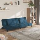 ARDEBO.de - Schlafsofa 2-Sitzer mit 2 Kissen Blau Samt