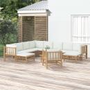 12-tlg. Garten-Lounge-Set mit Cremeweißen Kissen Bambus