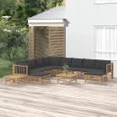 12-tlg. Garten-Lounge-Set mit Dunkelgrauen Kissen Bambus