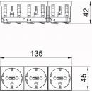 ARDEBO.de - Steckdose 0°, 3-fach, kodiert Schutzkontakt 250V, 10/16A, PC, signalrot, RAL 3001