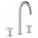 GROHE Atrio 3-Loch-Waschtischbatterie, L-Size, Kreuzgriffe, Ablaufgarnitur, chrom (20643000)