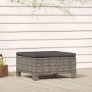 Gartenhocker mit Kissen Grau Poly Rattan