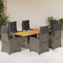 ARDEBO.de - 7-tlg. Garten-Essgruppe mit Kissen Grau Poly Rattan