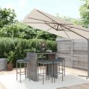 7-tlg. Gartenbar-Set mit Kissen Grau Poly Rattan