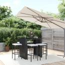 7-tlg. Gartenbar-Set mit Kissen Schwarz Poly Rattan