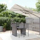 5-tlg. Gartenbar-Set mit Kissen Grau Poly Rattan