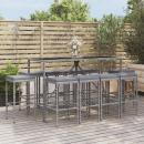 11-tlg. Gartenbar-Set mit Kissen Grau Poly Rattan