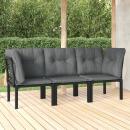 3-tlg. Garten-Lounge-Set Schwarz und Grau Poly Rattan