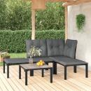 5-tlg. Garten-Lounge-Set Schwarz und Grau Poly Rattan