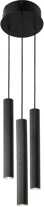 ARDEBO.de Nordlux Vico 3-Rondel Pendelleuchte, GU10, IP20, 3x5W, dimmbar, gerippte Oberfläche, Metall, schwarz (2412123003)