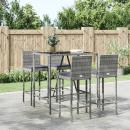 5-tlg. Gartenbar-Set mit Kissen Grau Poly Rattan