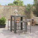 5-tlg. Gartenbar-Set Grau Poly Rattan & Massivholz Akazie