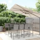 9-tlg. Gartenbar-Set mit Kissen Grau Poly Rattan