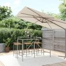 Bartisch mit Glasplatte Grau 180x70x110 cm Poly Rattan