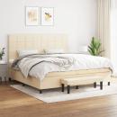 ARDEBO.de - Boxspringbett mit Matratze Creme 200x200 cm Stoff