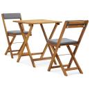 ARDEBO.de - 3-tlg. Bistro-Set Klappbar mit Auflagen Massivholz Akazie