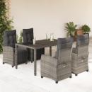 ARDEBO.de - 5-tlg. Garten-Essgruppe mit Kissen Grau Poly Rattan