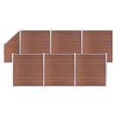 ARDEBO.de - WPC Zaun-Set 6 Quadrate + 1 Schräge 1138x186 cm Braun